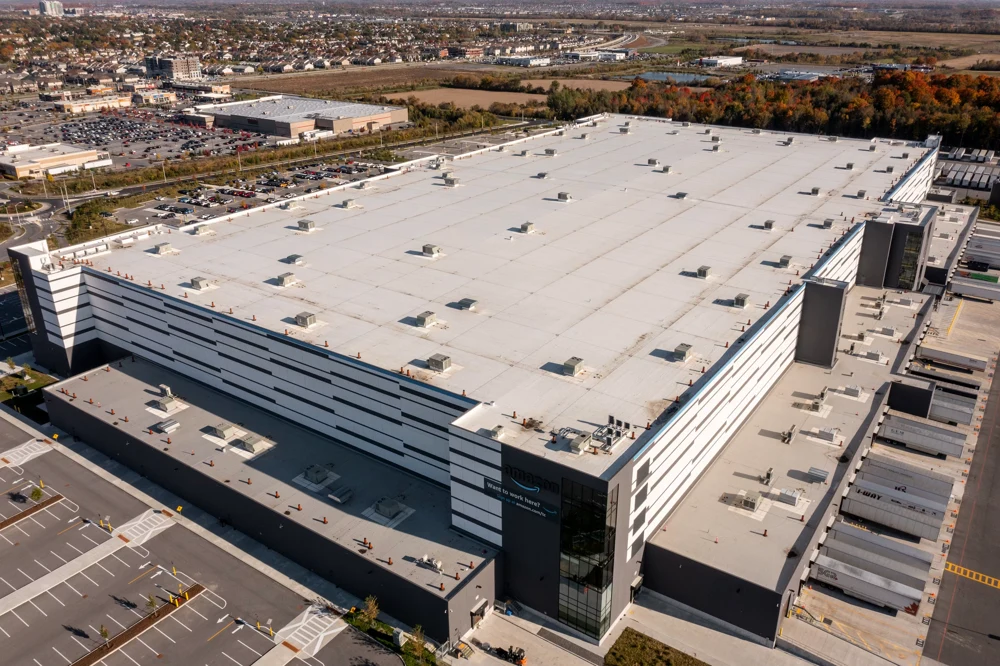 Aerial view of a large building complex